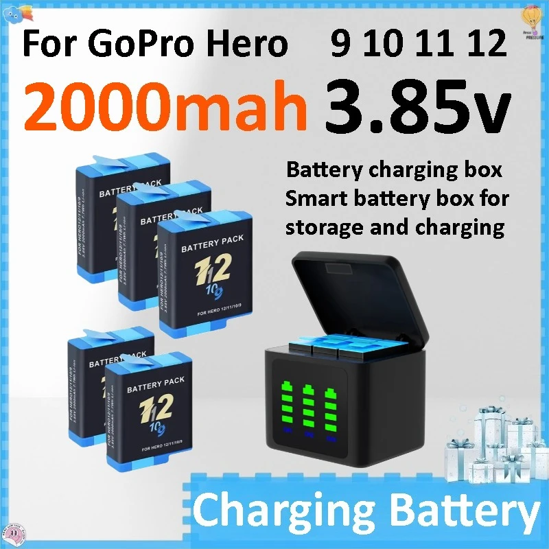 For GoPro Hero 12 11 10 9 Motion Camera 3.85v 2000mAh Battery Fast Charger Box For GoPro Hero Rechargeable Battery Accessories
For GoPro Hero 12 11 10 9 Motion Camera 3.85v 2000mAh Battery Fast Charger Box For GoPro Hero Rechargeable Battery Accessories