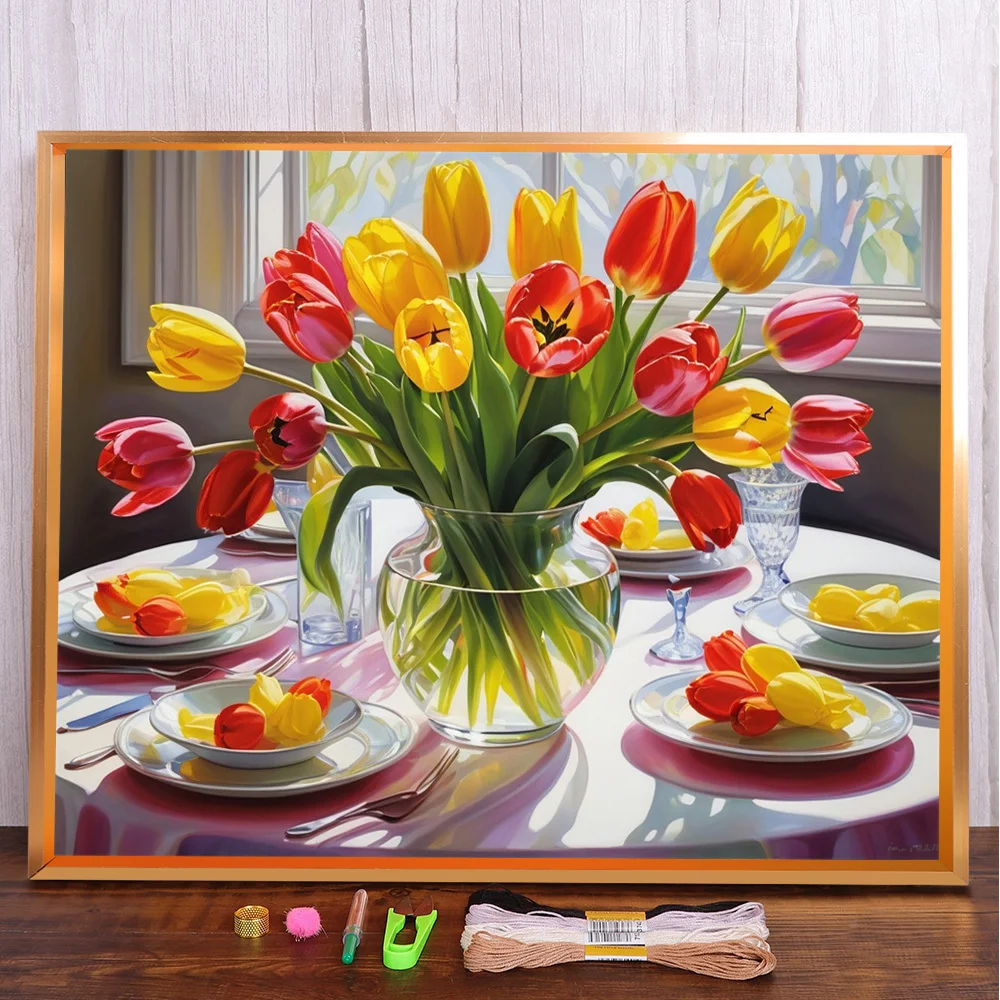 Flower Tuilp Pre-Printed 11CT Cross-Stitch DIY Embroidery Full Kit Knitting Handiwork Needlework Sewing Jewelry Mulina Different
Flower Tuilp Pre-Printed 11CT Cross-Stitch DIY Embroidery Full Kit Knitting Handiwork Needlework Sewing Jewelry Mulina Different
