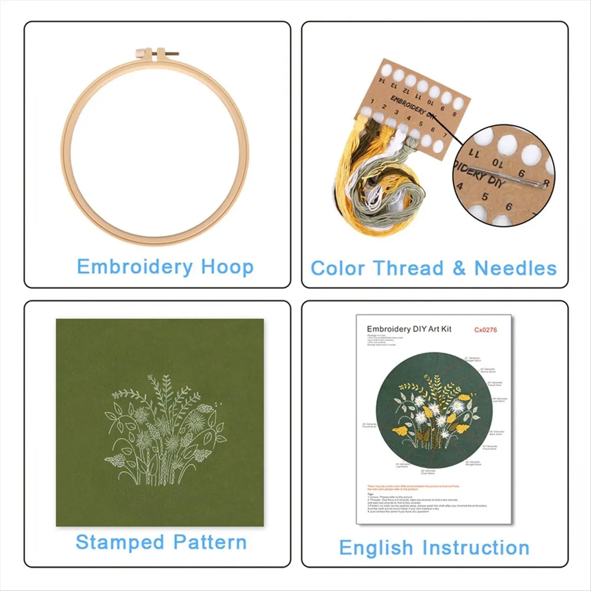 A45I 4 Sets Hand Embroidery Kit for Beginners Adults , Embroidery Kit Includes Flower, Hoop, Color Threads, Tools
A45I 4 Sets Hand Embroidery Kit for Beginners Adults , Embroidery Kit Includes Flower, Hoop, Color Threads, Tools