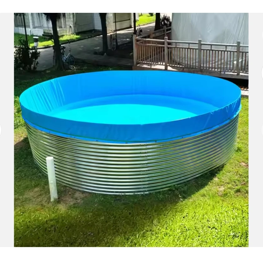 High density corrugated plates aquaponics pisciculture aquaculture steel tank with tarpaulin canvas
High density corrugated plates aquaponics pisciculture aquaculture steel tank with tarpaulin canvas