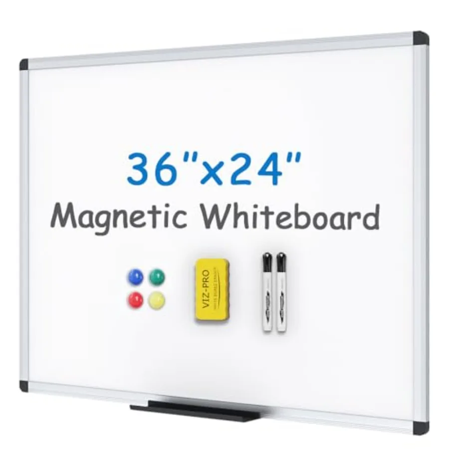 Magnetic Whiteboard/Dry Erase Board, 36 X 24 Inch, Includes 1 Eraser and 2 Markers and 4 Magnets
Magnetic Whiteboard/Dry Erase Board, 36 X 24 Inch, Includes 1 Eraser and 2 Markers and 4 Magnets