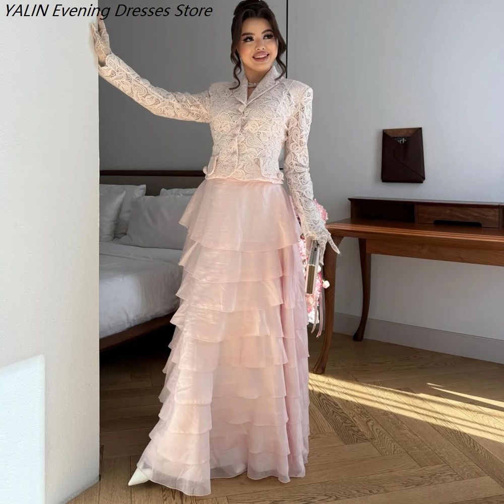 Women's A-line Evening Dresses Floor-length V-neck Full Sleeve Prom Dresses Fashion Lace Simple Tiered Draped Customized Gowns
Women's A-line Evening Dresses Floor-length V-neck Full Sleeve Prom Dresses Fashion Lace Simple Tiered Draped Customized Gowns