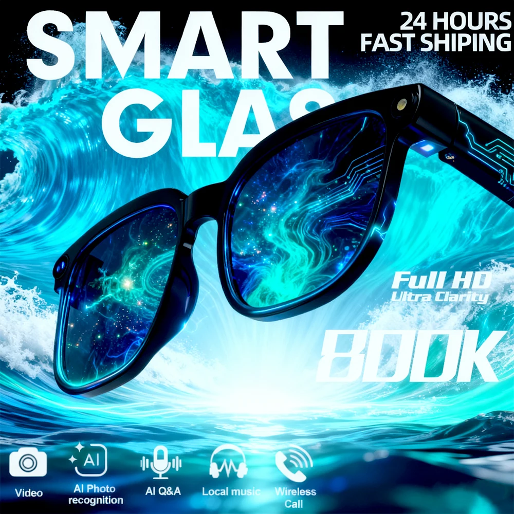 800W With Camera Smart Glasses Woman Video Recording AI Photo Recognition Eyewear Earphone Call Translation Voice Sunglasses Men
800W With Camera Smart Glasses Woman Video Recording AI Photo Recognition Eyewear Earphone Call Translation Voice Sunglasses Men
