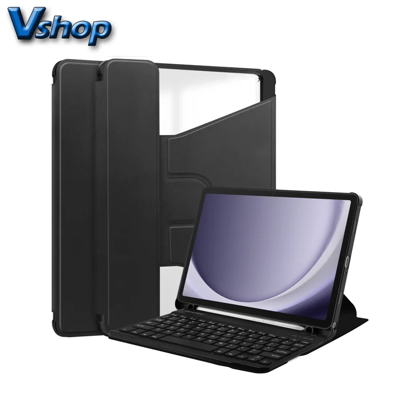 For Samsung Galaxy Tab A9+ 360 Rotation Transparent Smart Leather Case with Keyboard
For Samsung Galaxy Tab A9+ 360 Rotation Transparent Smart Leather Case with Keyboard