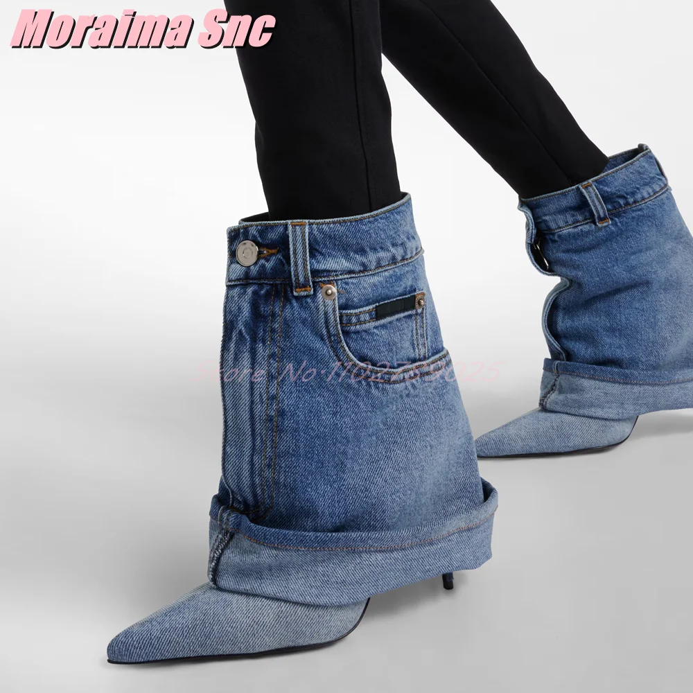 Patchwork Denim Ankle Boots Pointed Toe Stiletto High Heel Fashion Button Slip On Women's Short Boots Autumn Winter 2025 Newest
Patchwork Denim Ankle Boots Pointed Toe Stiletto High Heel Fashion Button Slip On Women's Short Boots Autumn Winter 2025 Newest