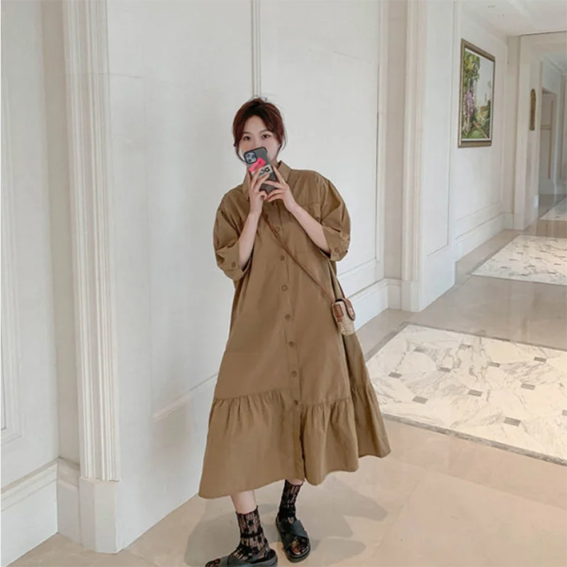 Summer Elegant Dress for Women Fashion Solid Collar Single Breasted Casual Shirt Skirt Robe Streetwear Female Dresses 2023
Summer Elegant Dress for Women Fashion Solid Collar Single Breasted Casual Shirt Skirt Robe Streetwear Female Dresses 2023