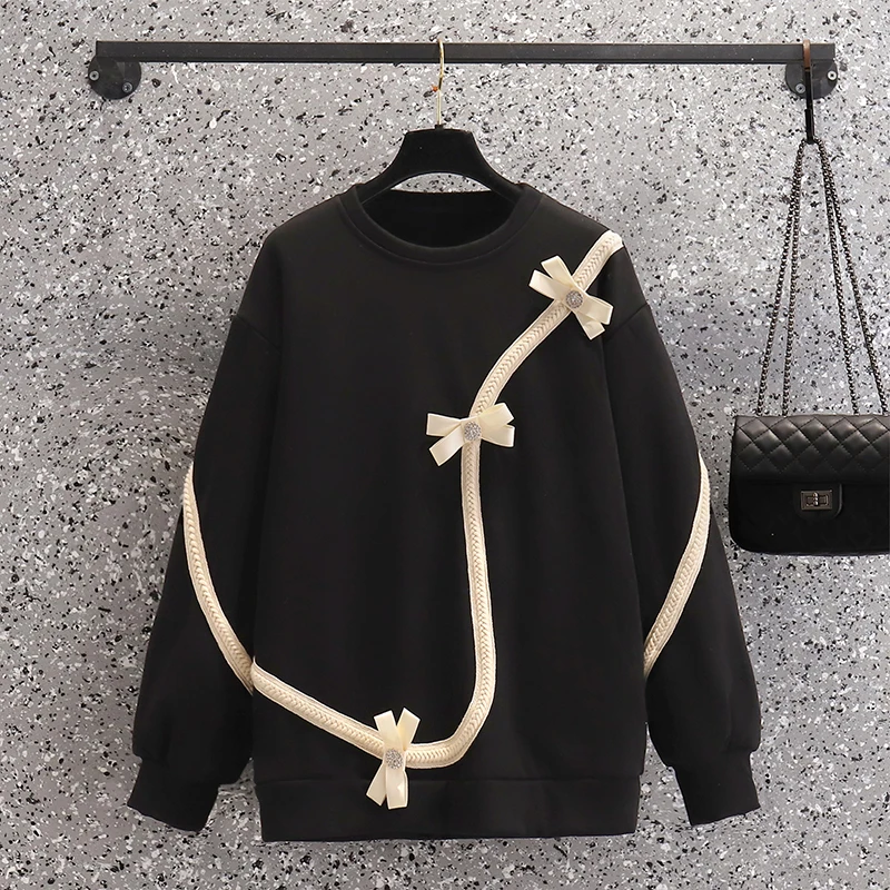 Woman Sweatshirts 2022 Sweet Korean O-neck Bow embroidery Pullovers Autumn Winter black Loose Hoodies Solid Womens big Clothing
Woman Sweatshirts 2022 Sweet Korean O-neck Bow embroidery Pullovers Autumn Winter black Loose Hoodies Solid Womens big Clothing