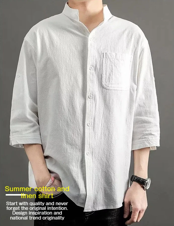 2025 Plus Size Men's Linen Shirt 3/4 Sleeve Casual T-Shirt Breathable Cotton Blend Loose Fit Big Size Summer Top for Men
2025 Plus Size Men's Linen Shirt 3/4 Sleeve Casual T-Shirt Breathable Cotton Blend Loose Fit Big Size Summer Top for Men