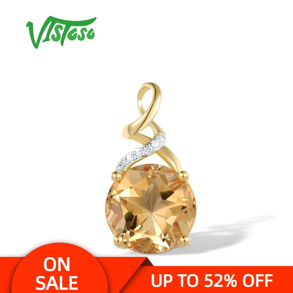 VISTOSO Genuine 14K 585 Yellow Gold Pendant For Women Sparkling Round Citrine Diamond Pendant Delicate Gorgeous Fine Jewelry
VISTOSO Genuine 14K 585 Yellow Gold Pendant For Women Sparkling Round Citrine Diamond Pendant Delicate Gorgeous Fine Jewelry