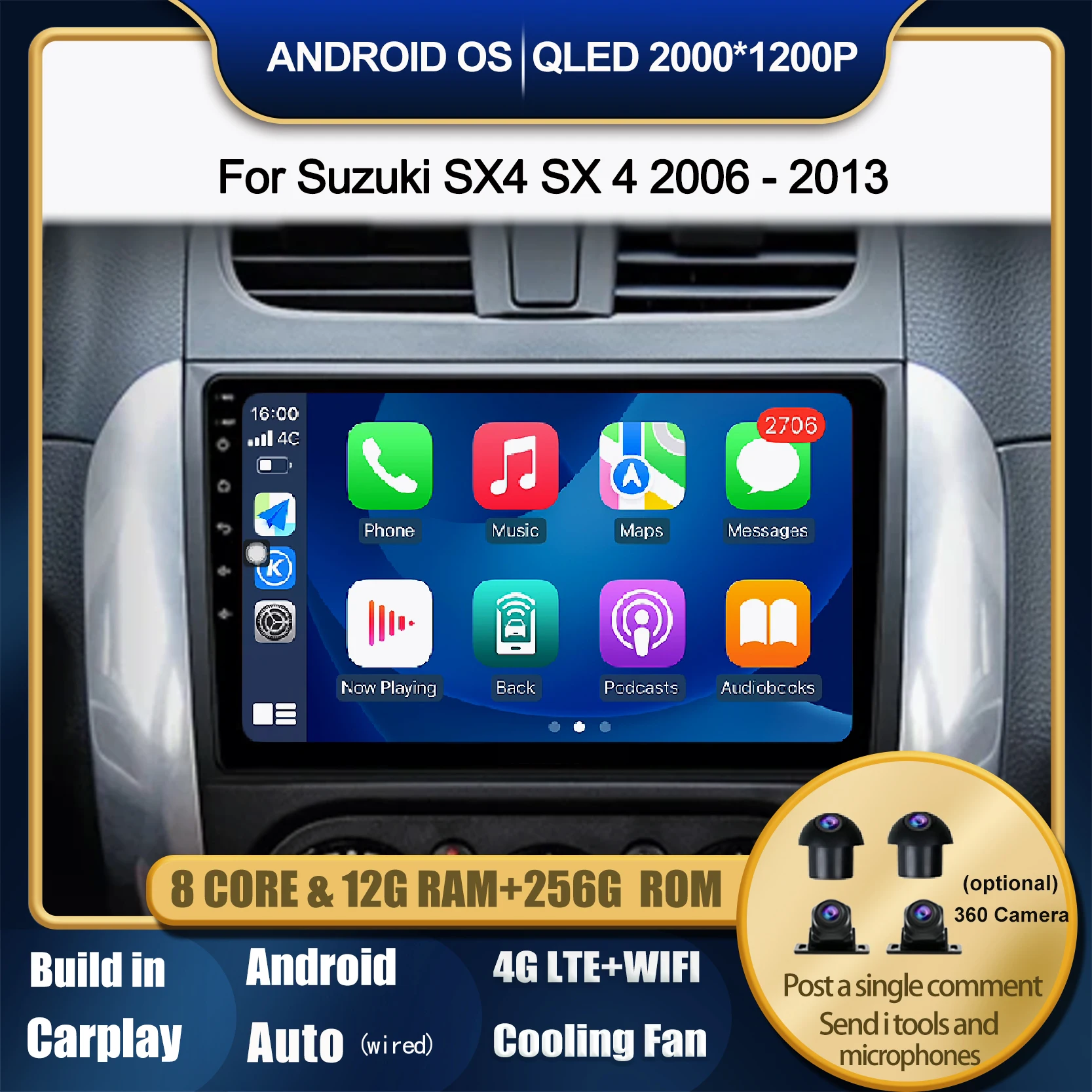 Head Unit BT GPS video Carplay Car Radio Multimedia Android 14 For Suzuki SX4 SX 4 2006 - 2013 NO DVD DSP Player Autoradio Stere
Head Unit BT GPS video Carplay Car Radio Multimedia Android 14 For Suzuki SX4 SX 4 2006 - 2013 NO DVD DSP Player Autoradio Stere