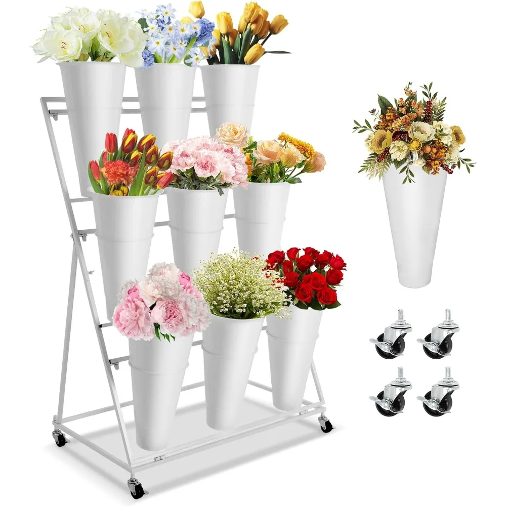 Metal Mobile Florist Bouquet Stand Flower Cart with Wheels for Indoor Outdoor Patio Garden, Living Room, Florist
Metal Mobile Florist Bouquet Stand Flower Cart with Wheels for Indoor Outdoor Patio Garden, Living Room, Florist