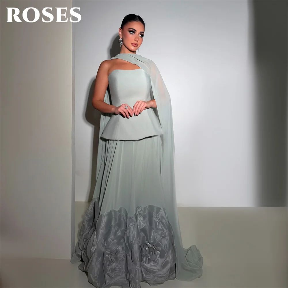 ROSES Dusty Blue Prom Dresses Strapless Sleeveless Gala Dresses A Line Saudi Arabic 3D Flowers Evening Party Gown Customized
ROSES Dusty Blue Prom Dresses Strapless Sleeveless Gala Dresses A Line Saudi Arabic 3D Flowers Evening Party Gown Customized