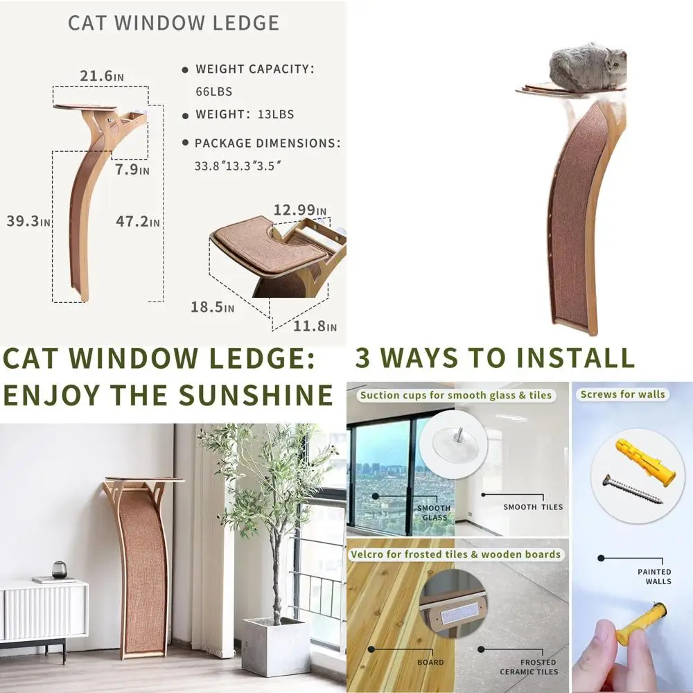 Sturdy 47 Cat Tree with Scratching Post & Window Perch for Large Cats, 80 lbs Capacity, Suction Cup Secure
Sturdy 47 Cat Tree with Scratching Post & Window Perch for Large Cats, 80 lbs Capacity, Suction Cup Secure