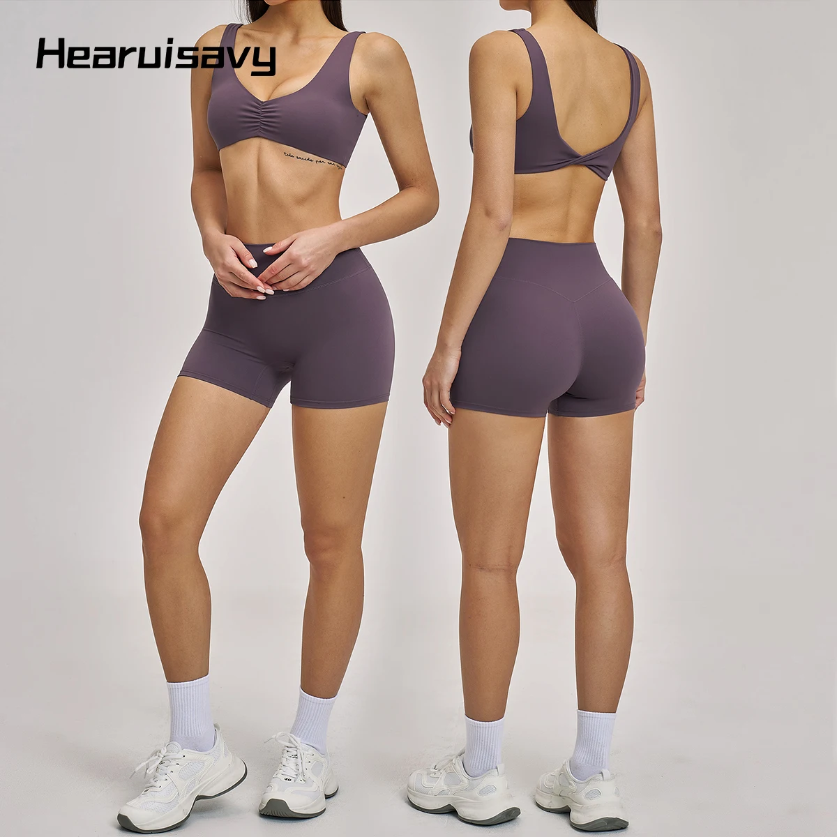 Hearuisavy Women's Running Fitness Set 2Pcs Hollow Back Yoga Bra With Front Shirring Gym High Waist Push Up Cycling Sports Pants
Hearuisavy Women's Running Fitness Set 2Pcs Hollow Back Yoga Bra With Front Shirring Gym High Waist Push Up Cycling Sports Pants