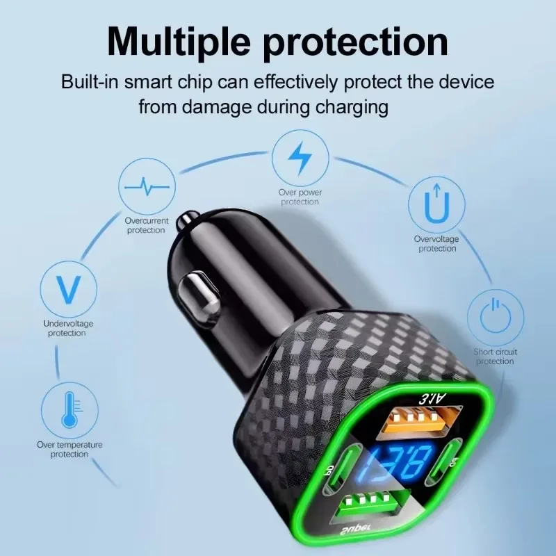 Суперзарядное устройство 380 Вт Автомобильное зарядное устройство для телефона Dual PD USB + Type-C 4 в 1 с дисплеем напряжения Адаптер быстрой зарядки для IPhone Honor Huawei
Суперзарядное устройство 380 Вт Автомобильное зарядное устройство для телефона Dual PD USB + Type-C 4 в 1 с дисплеем напряжения Адаптер быстрой зарядки для IPhone Honor Huawei