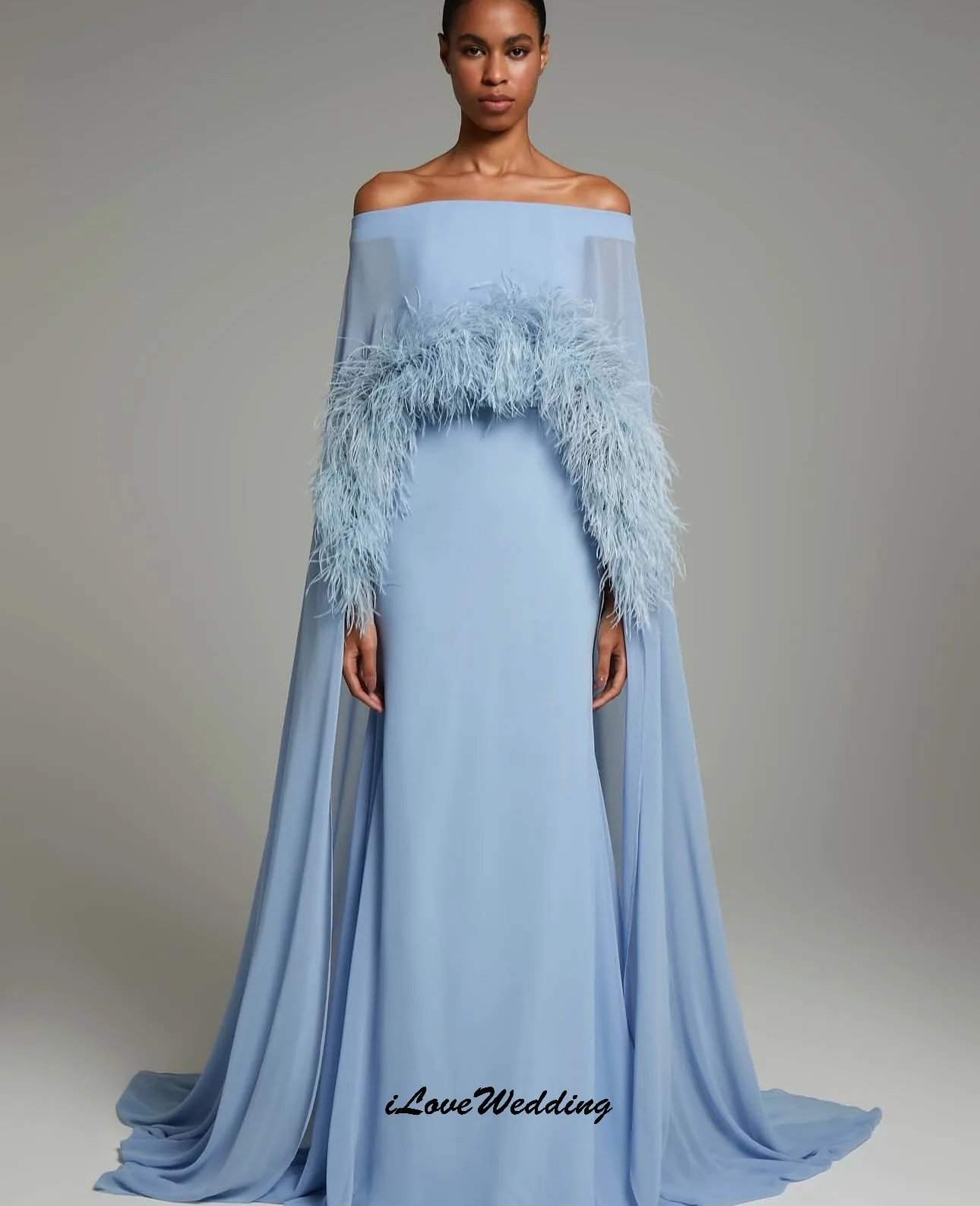 Blue Off The Shoulder Feather Evening Dress 2025 Chiffon Strapless Elegant Woman Party Dress Ribbons With Jacket Maxi Customized
Blue Off The Shoulder Feather Evening Dress 2025 Chiffon Strapless Elegant Woman Party Dress Ribbons With Jacket Maxi Customized