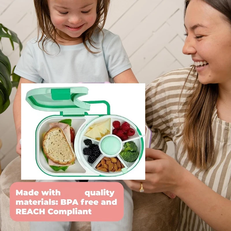 Bento Style Lunch Box With Snack Spinner Divided Lunch Container With 6 Compartments Including Sandwich Tray And Fruit
Bento Style Lunch Box With Snack Spinner Divided Lunch Container With 6 Compartments Including Sandwich Tray And Fruit