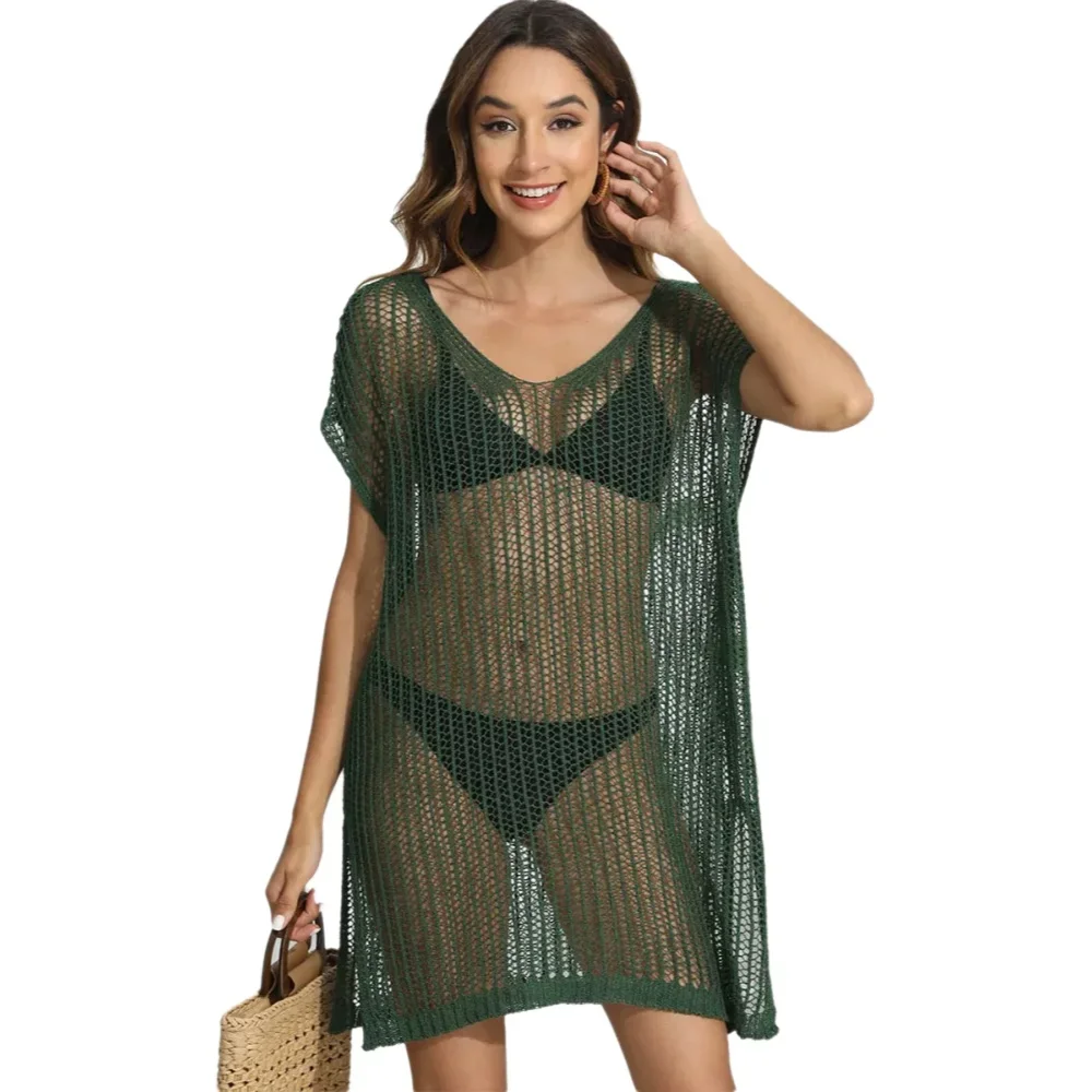 Sexy See-through Bikini Cover-up Dress for Women Knitted Hollow Out Beachwear Swimsuit Tunic V Neck Split 5 Solid Color
Sexy See-through Bikini Cover-up Dress for Women Knitted Hollow Out Beachwear Swimsuit Tunic V Neck Split 5 Solid Color