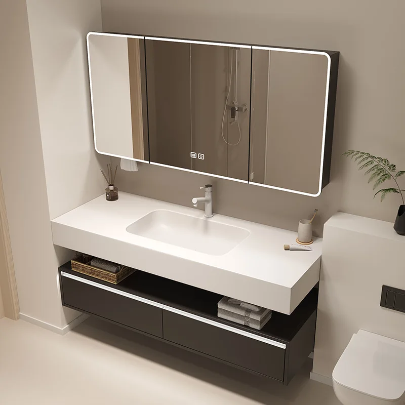 Bathroom Vanity Double-layer Rock Slab Seamless Ceramic Basin Bathroom Cabinet Toilet Wash Basin Aluminum with 2 Drawers Storage
Bathroom Vanity Double-layer Rock Slab Seamless Ceramic Basin Bathroom Cabinet Toilet Wash Basin Aluminum with 2 Drawers Storage
