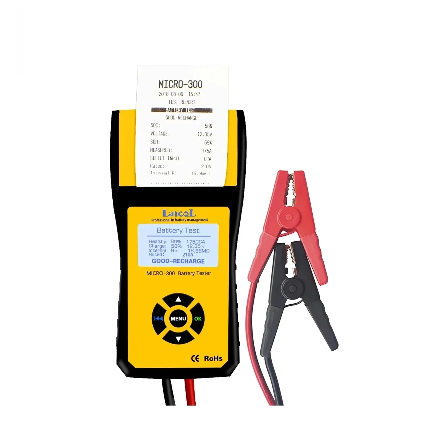 MICRO 300 Digital Car Battery Tester With Printer 12V Auto Battery Diagnostic Tool
MICRO 300 Digital Car Battery Tester With Printer 12V Auto Battery Diagnostic Tool