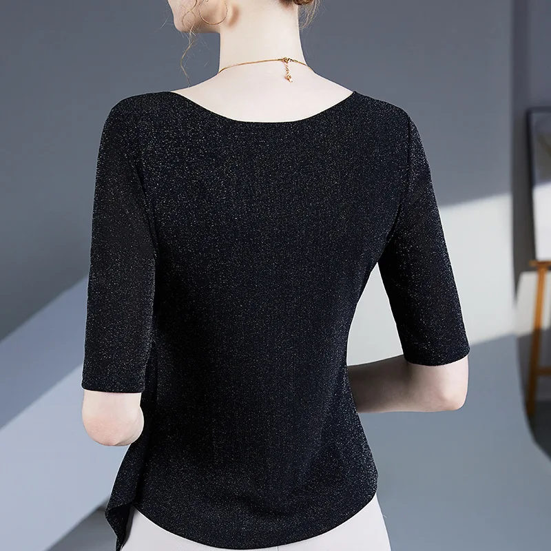 Women Latin Dance Wear T-shirt Half Sleeve Mesh Ballroom Standard Dance Tops Woman O-neck Solid Color Stage Performance Clothes
Women Latin Dance Wear T-shirt Half Sleeve Mesh Ballroom Standard Dance Tops Woman O-neck Solid Color Stage Performance Clothes