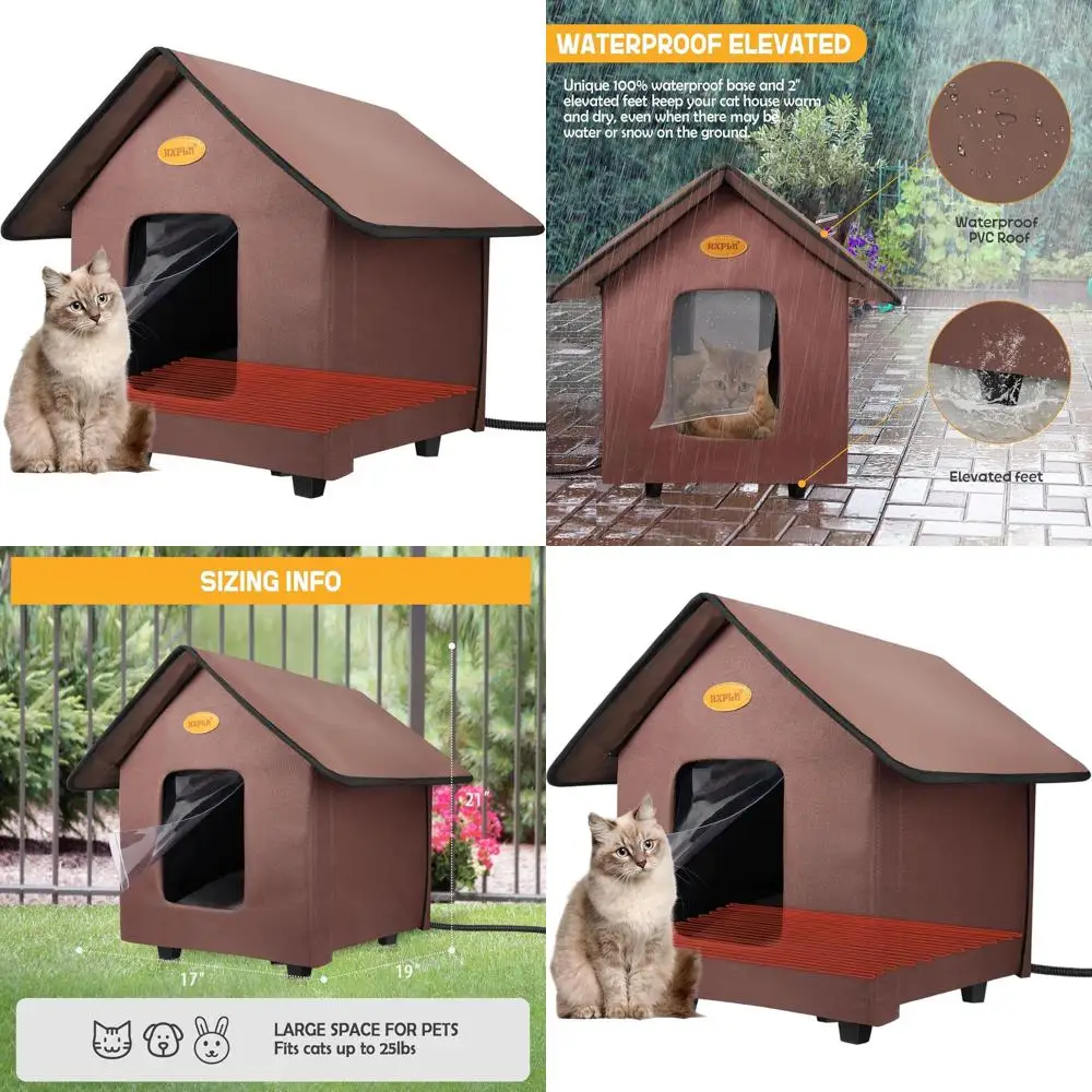 Elevated Insulated Outdoor Heated Cat House - Weatherproof Shelter for Feral Cats in Winter (Brown)
Elevated Insulated Outdoor Heated Cat House - Weatherproof Shelter for Feral Cats in Winter (Brown)