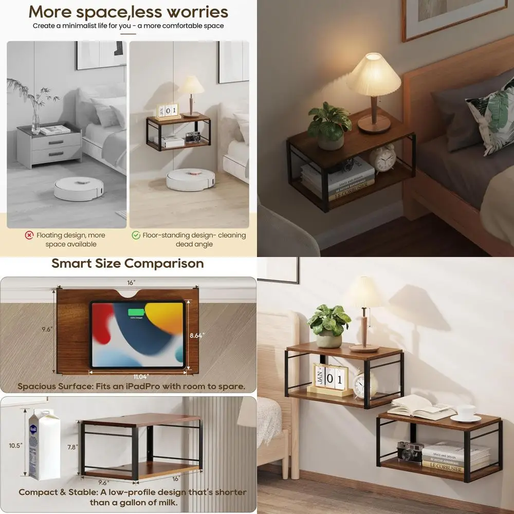 Vintage Brown Wall-Mounted Nightstand Set for 2, Ideal for Bedrooms, Living Rooms, Bathrooms, and Kitchens
Vintage Brown Wall-Mounted Nightstand Set for 2, Ideal for Bedrooms, Living Rooms, Bathrooms, and Kitchens