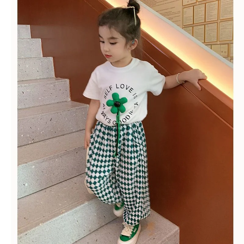 Fashion Girls Plaid Set Summer New Kids Flower Sweet Outfits Shorts Sleeved Tops+Plaid Pants 2Pcs Children T-Shirt Outfits 2-12Y
Fashion Girls Plaid Set Summer New Kids Flower Sweet Outfits Shorts Sleeved Tops+Plaid Pants 2Pcs Children T-Shirt Outfits 2-12Y