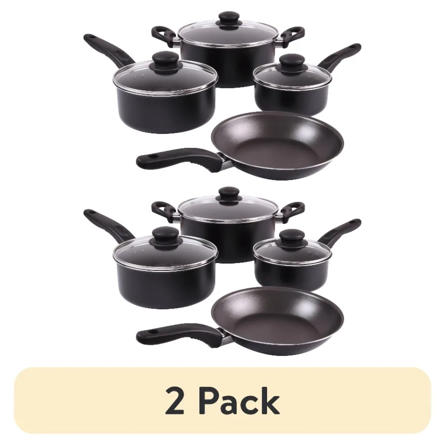 2 pack 7 Piece Non Stick Aluminium Pots and Pans Cookware Set Black
2 pack 7 Piece Non Stick Aluminium Pots and Pans Cookware Set Black