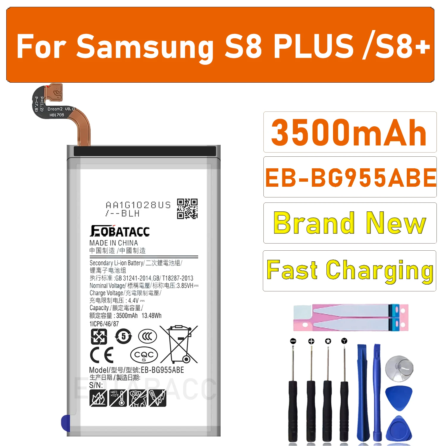 2025 год EOTABACC 100% оригинальный аккумулятор EB-BG955ABE для Samsung S8 PLUS (S8+) G955FD G9550/S8+ 2018, аккумулятор + инструменты
2025 год EOTABACC 100% оригинальный аккумулятор EB-BG955ABE для Samsung S8 PLUS (S8+) G955FD G9550/S8+ 2018, аккумулятор + инструменты