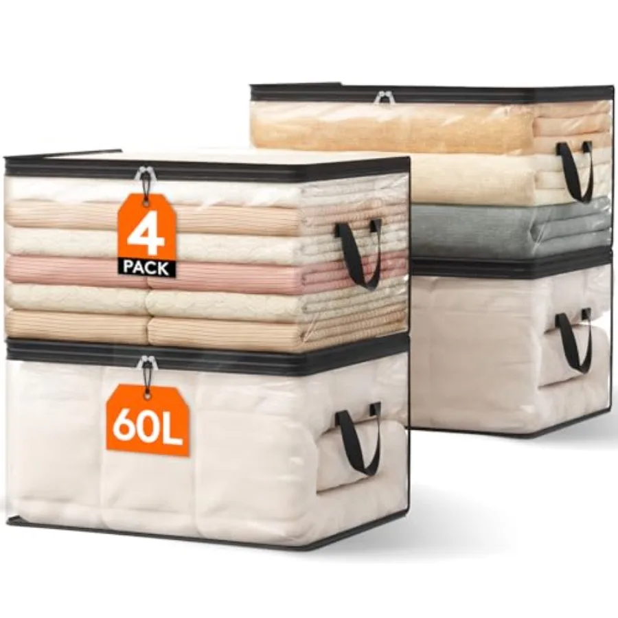 4 Pack Clear Clothes Storage Bags, 60L Plastic Blanket Vinyl Foldable Moving Bags with Zipper, Closet Organizers and Storage Co
4 Pack Clear Clothes Storage Bags, 60L Plastic Blanket Vinyl Foldable Moving Bags with Zipper, Closet Organizers and Storage Co
