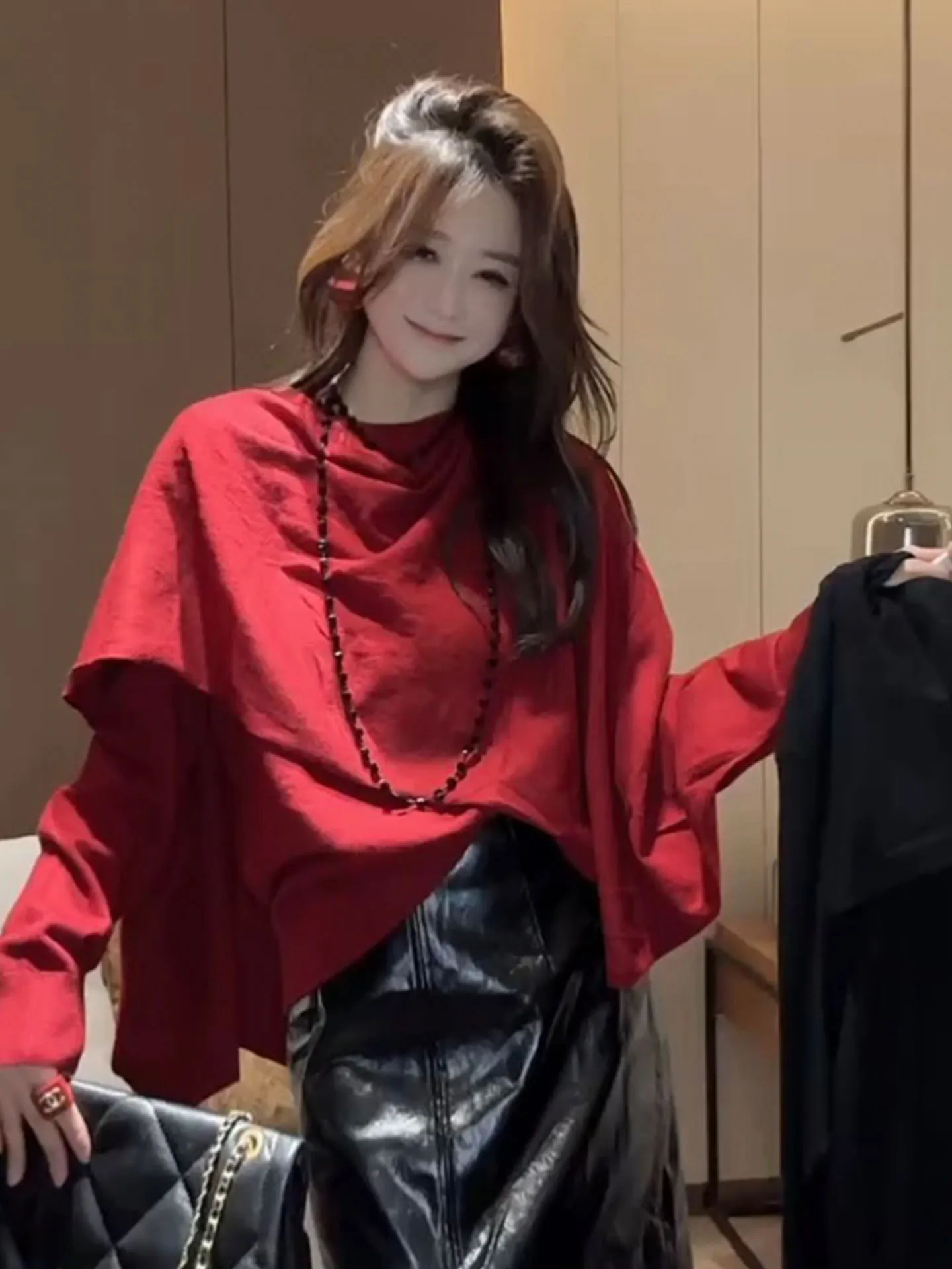 Ele Faionable Wrap Sle Long Sve Knitted Sweater And Scarf Collar Set for Women Red Color for Spring Season
Ele Faionable Wrap Sle Long Sve Knitted Sweater And Scarf Collar Set for Women Red Color for Spring Season