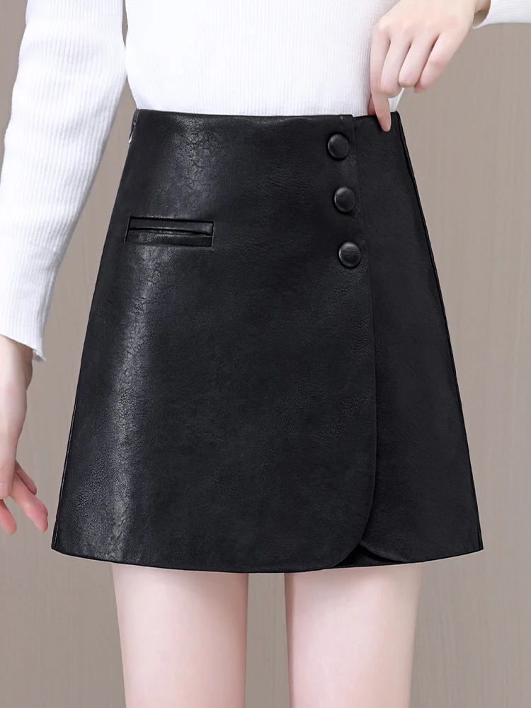 High Waist A-Line Skirt PU Leather Black Women's Autumn Winter Fashion Asymmetrical Outwear Skirt Pants Stylish Slimming
High Waist A-Line Skirt PU Leather Black Women's Autumn Winter Fashion Asymmetrical Outwear Skirt Pants Stylish Slimming