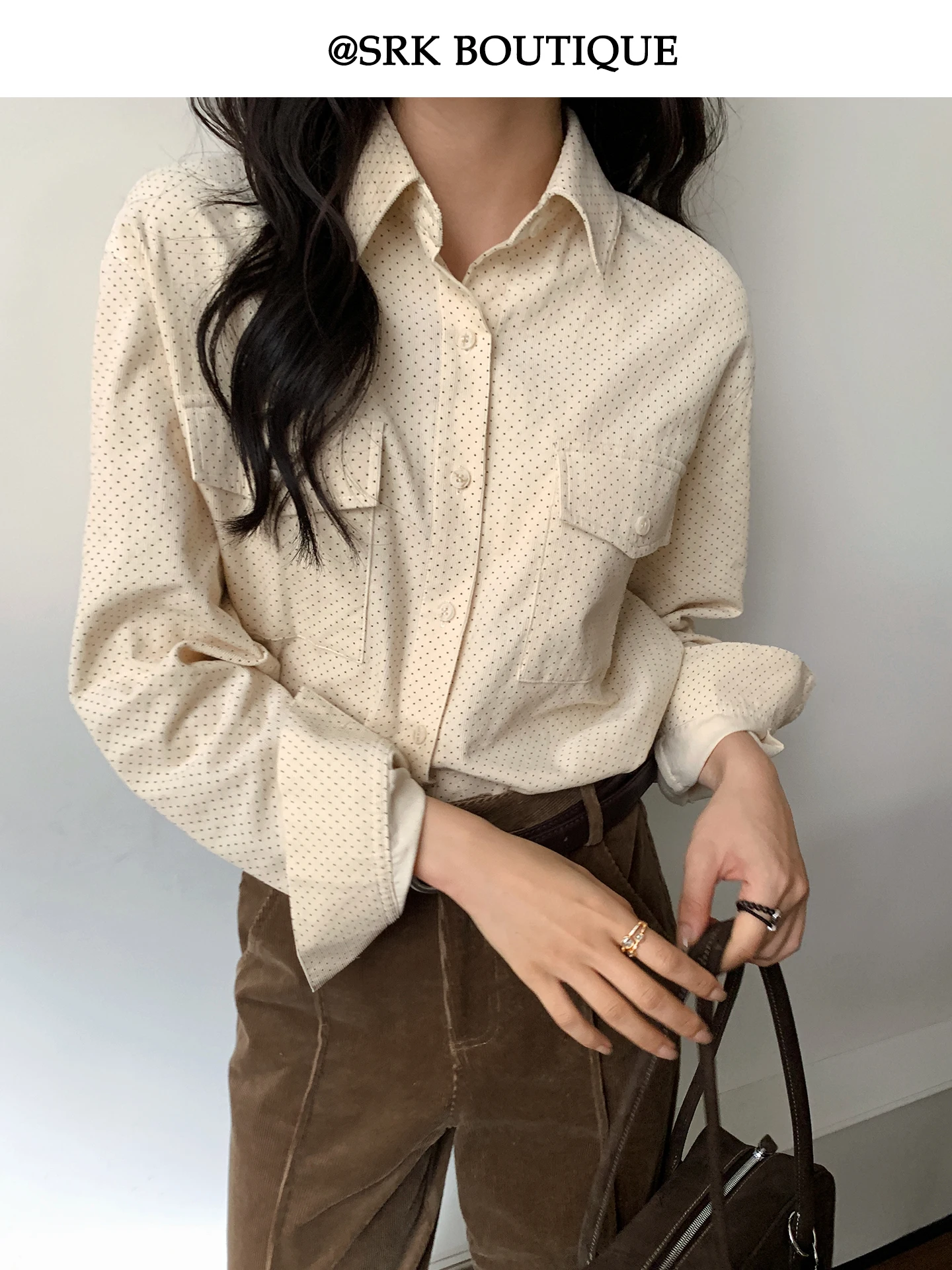 SRK Polka Dot Corduroy irt Loose Layering Unique Beautiful Small Top Faionable Collar Lazy Light Cotton Long Sve Women...
SRK Polka Dot Corduroy irt Loose Layering Unique Beautiful Small Top Faionable Collar Lazy Light Cotton Long Sve Women...