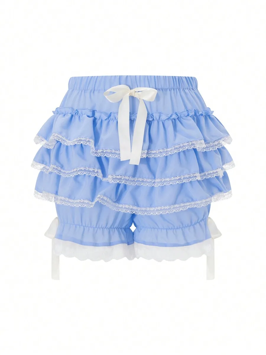 Women Y2k Lolita Tiered Ruffle Bloomers High Waist Shorts With Lace Trim
Women Y2k Lolita Tiered Ruffle Bloomers High Waist Shorts With Lace Trim