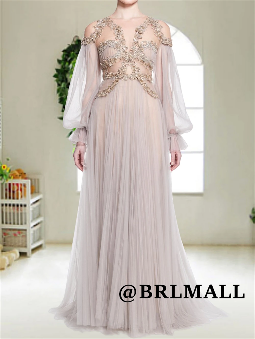 BRLMALL Beaded Appliques Illusion Evening Dresses Full Lantern Sleeves Cut-Out Sexy Prom Party Gown Backless Party Gowns
BRLMALL Beaded Appliques Illusion Evening Dresses Full Lantern Sleeves Cut-Out Sexy Prom Party Gown Backless Party Gowns