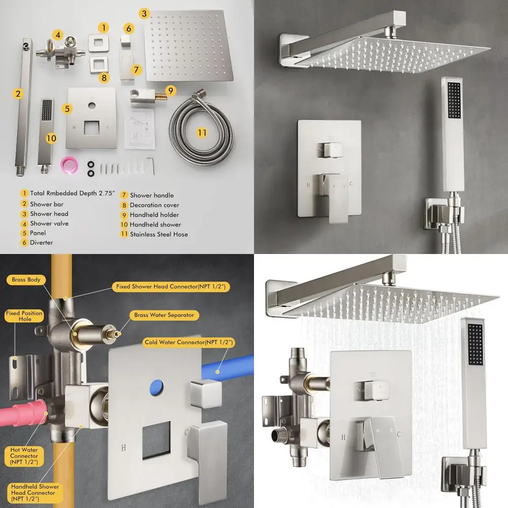Single Handle Wall-Mounted 10-Inch Rainfall Shower System with Female Threads in Brushed Nickel Finish
Single Handle Wall-Mounted 10-Inch Rainfall Shower System with Female Threads in Brushed Nickel Finish