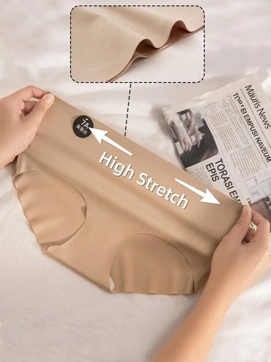 6pcs Seamless Ice Silk Panties Women Low Waist Invisible Briefs High Stretch Soft Breathable Solid Color
6pcs Seamless Ice Silk Panties Women Low Waist Invisible Briefs High Stretch Soft Breathable Solid Color