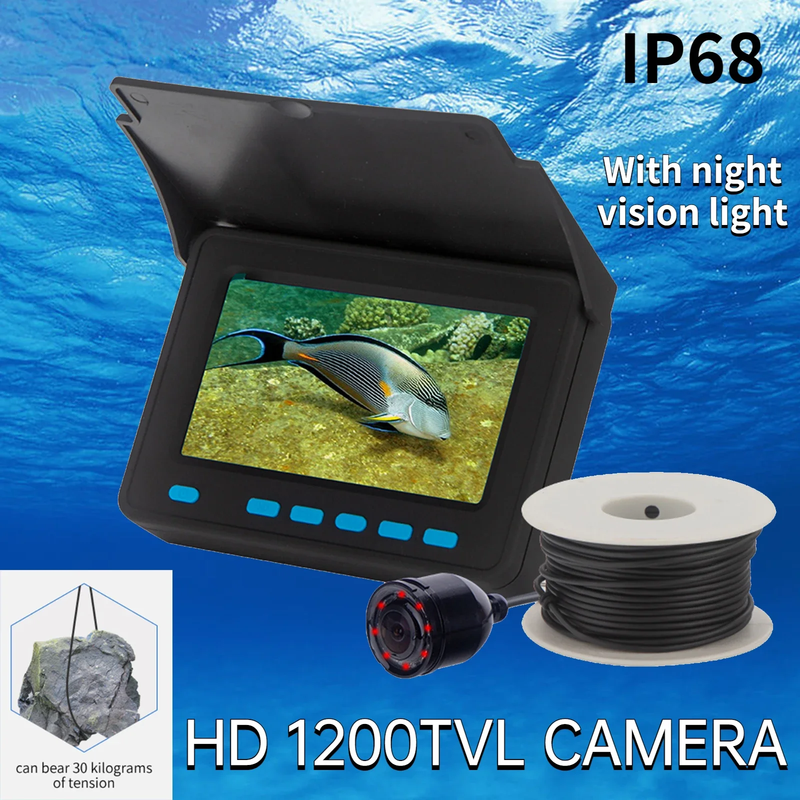 1200TVL Fish Finder Underwater Ice Fishing Camera Monitor 4.3 inch LCD Screen Waterproof IP68 Infrared Underwater Camera WF25C
1200TVL Fish Finder Underwater Ice Fishing Camera Monitor 4.3 inch LCD Screen Waterproof IP68 Infrared Underwater Camera WF25C