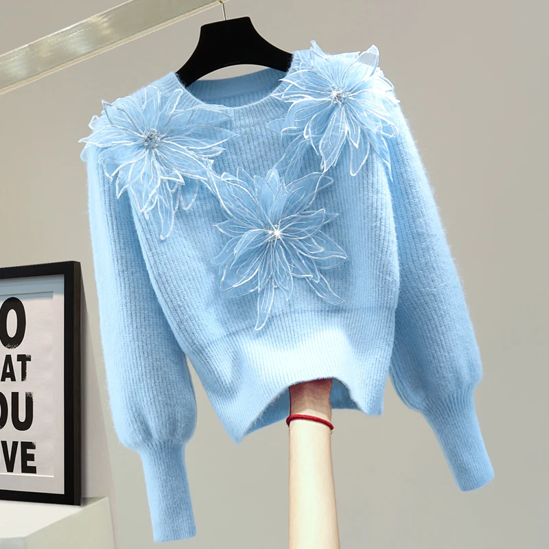 Heavy Industry Beaded Flowers Stitch Knitted Autumn Winter Bottoming Sweater For Women's Outerwears Knitted Pullover Tops
Heavy Industry Beaded Flowers Stitch Knitted Autumn Winter Bottoming Sweater For Women's Outerwears Knitted Pullover Tops