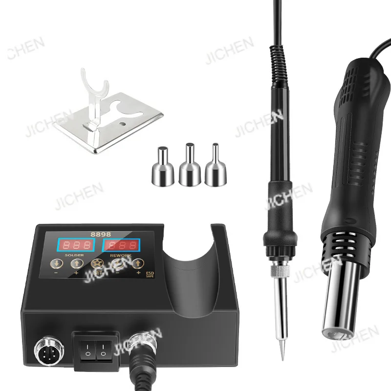 8898 Hot Air Desoldering Station 110V Dual Digital Display 2-in-1 SMT Soldering Iron Rework Station 220V
8898 Hot Air Desoldering Station 110V Dual Digital Display 2-in-1 SMT Soldering Iron Rework Station 220V