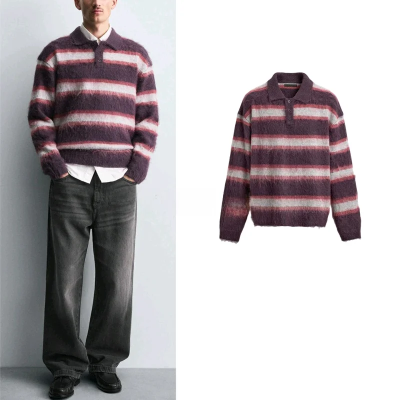 Новая зимняя мужская вязаная рубашка с длинным рукавом из полиэстера, удобная, дышащая, с полосатым узором
Новая зимняя мужская вязаная рубашка с длинным рукавом из полиэстера, удобная, дышащая, с полосатым узором