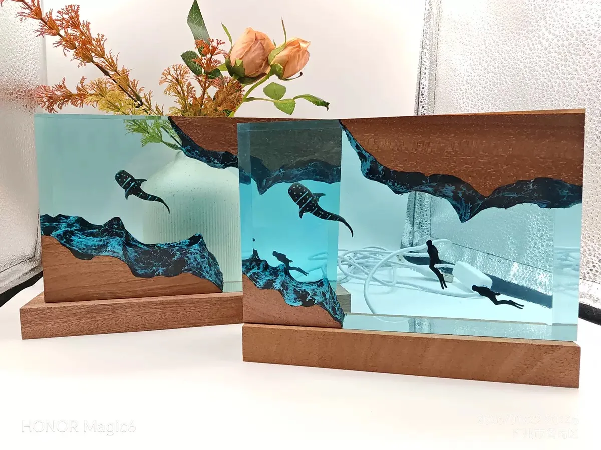 Deep-sea Exploration Resin Wood Sculpture Whale Shark Diver Decorative Item Creating Atmosphere Advanced uniqueness Home Gift
Deep-sea Exploration Resin Wood Sculpture Whale Shark Diver Decorative Item Creating Atmosphere Advanced uniqueness Home Gift