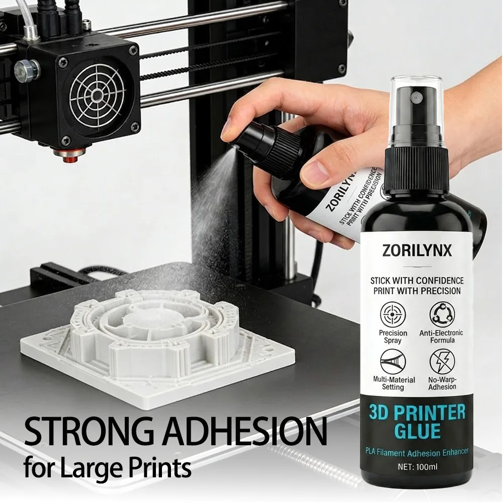 100ml 3D Printer Glue Spray Bed Adhesion Enhancer Anti Warping Liquid for PLA PETG TPU Filament Heated Build Plate ZORILYNX
100ml 3D Printer Glue Spray Bed Adhesion Enhancer Anti Warping Liquid for PLA PETG TPU Filament Heated Build Plate ZORILYNX