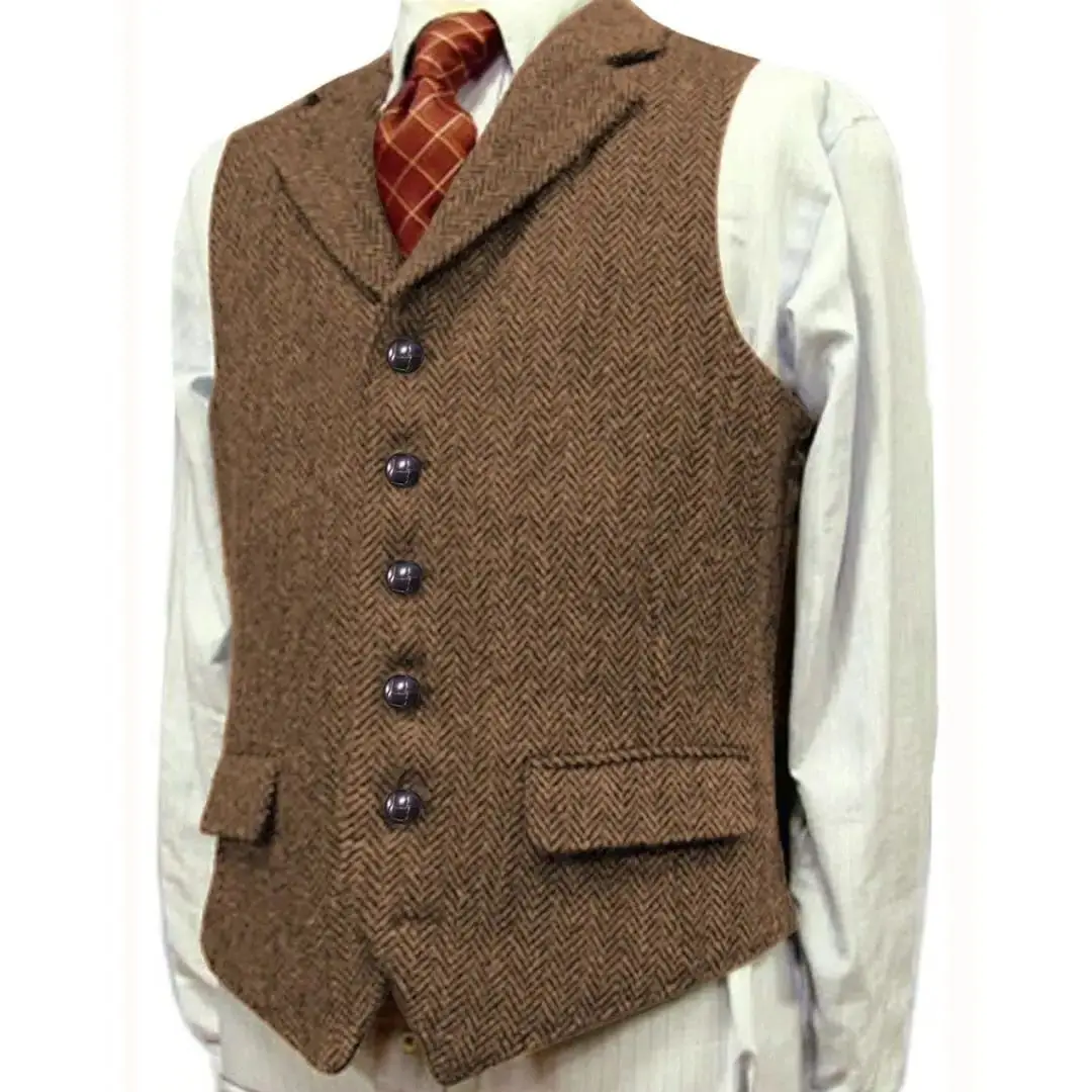 Men Vest Brown With Lapel Boutique Herringbone Wool Tweed Slim Fit Waistcoat Casual Formal Business Wedding Daily Men Suit Vest
Men Vest Brown With Lapel Boutique Herringbone Wool Tweed Slim Fit Waistcoat Casual Formal Business Wedding Daily Men Suit Vest
