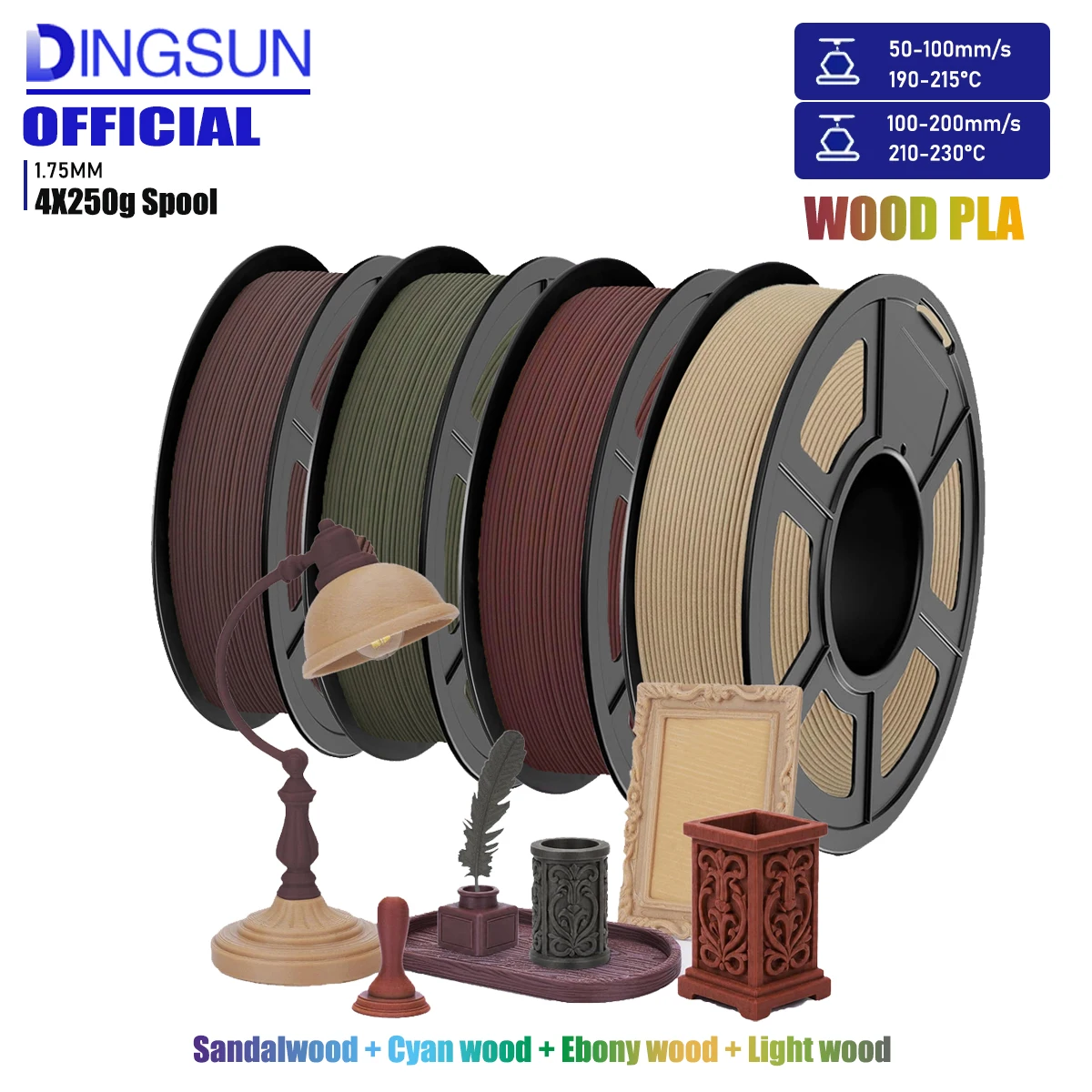 1.75mm Wood PLA 3D Printing Filament Bundle, 250g Per Spool 4PCS, Individually Vacuum Packed
1.75mm Wood PLA 3D Printing Filament Bundle, 250g Per Spool 4PCS, Individually Vacuum Packed