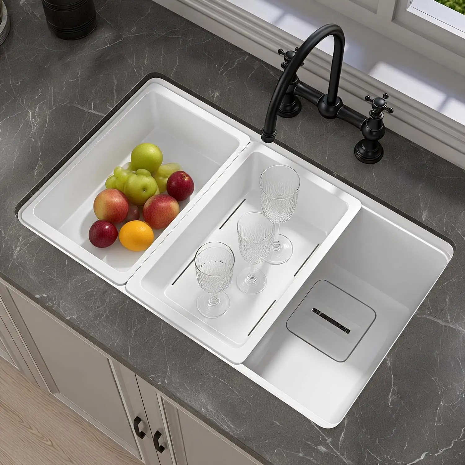 30x19 White Granite Composite Undermount Kitchen Sink Single Bowl Workstation with Accessories
30x19 White Granite Composite Undermount Kitchen Sink Single Bowl Workstation with Accessories