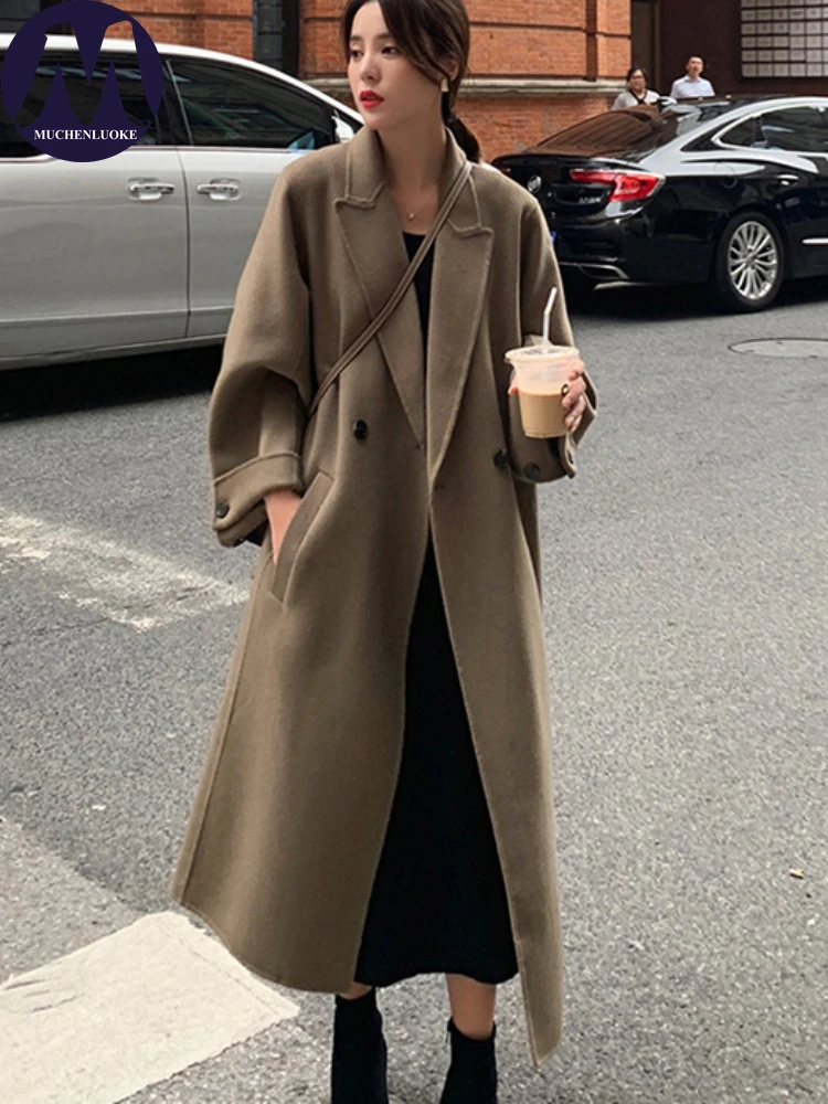 Women's Long Wool Blends Coat, Elegant Temperament, Lace Up Coats, Casual Fashion, Loose, Autumn, Winter, New
Women's Long Wool Blends Coat, Elegant Temperament, Lace Up Coats, Casual Fashion, Loose, Autumn, Winter, New
