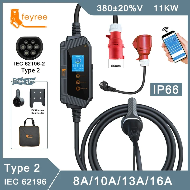 feyree Type2 Кабель Портативное зарядное устройство для электромобилей 11KW 16A 3P Автомобильное зарядное устройство Wi-Fi APP Control EVSE Зарядное устройство CEE Plug для электромобиля
feyree Type2 Кабель Портативное зарядное устройство для электромобилей 11KW 16A 3P Автомобильное зарядное устройство Wi-Fi APP Control EVSE Зарядное устройство CEE Plug для электромобиля