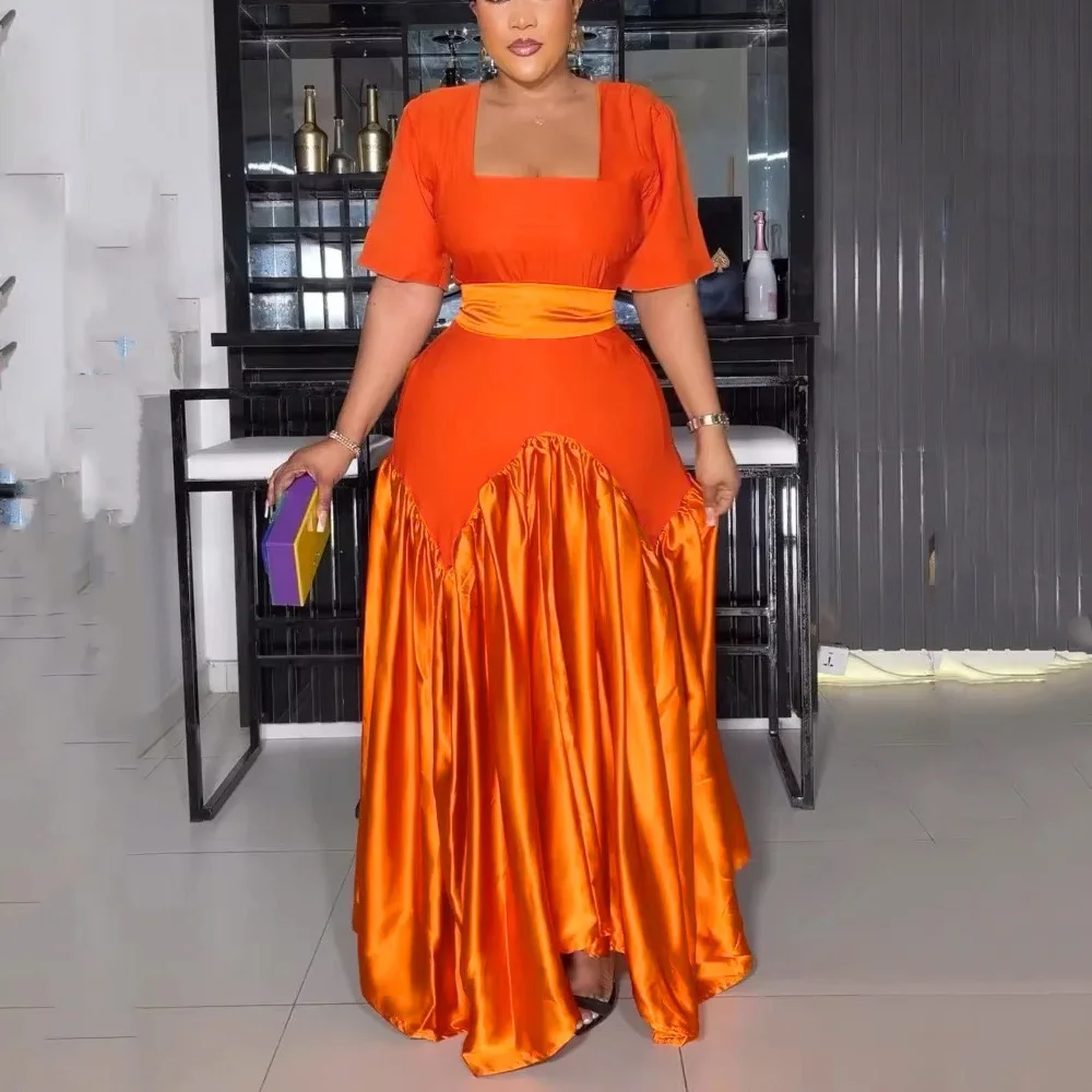 Elegant Dresses for Woman Square Neck Short Sleeve High Waisted Pleated Floor Length Luxury Ladies Birthday Party Dinner Vestido
Elegant Dresses for Woman Square Neck Short Sleeve High Waisted Pleated Floor Length Luxury Ladies Birthday Party Dinner Vestido
